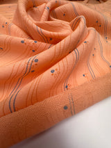 Virgin Wool Woven Printed Orange Stripes