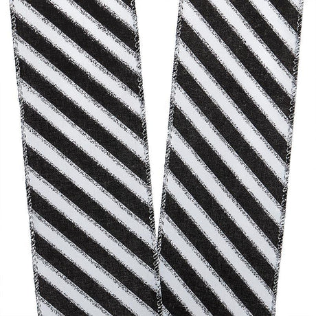 Cinta con alambre a rayas diagonales en blanco y negro 1 1/2'' x 25 yd color 1 / ROLLO