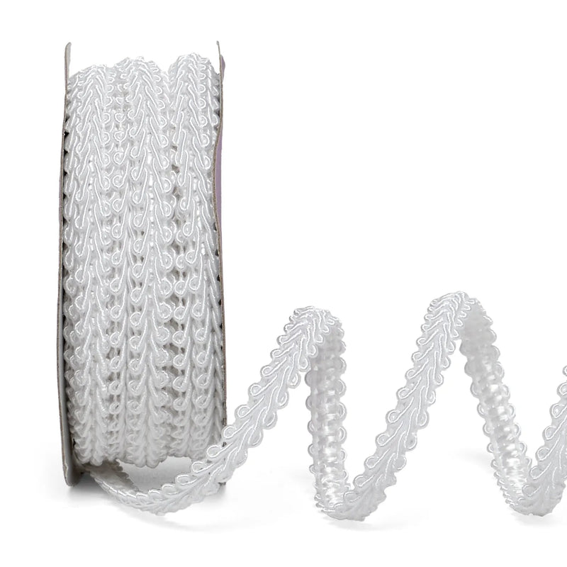 Gimp Braid Trim – White, 3/8'' x 10 Yards (1 Roll)