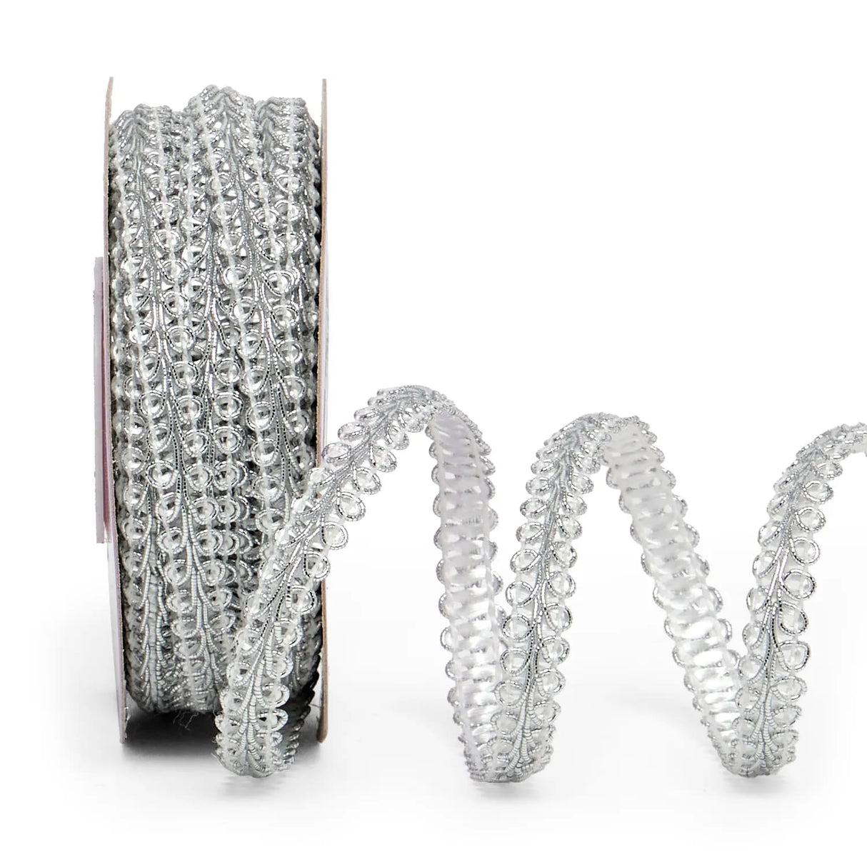 Gimp Braid Trim – Metallic Silver, 3/8'' x 10 Yards (1 Roll)