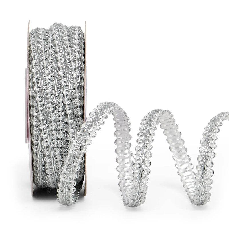 Gimp Braid Trim – Metallic Silver, 5/8'' x 10 Yards (1 Roll)