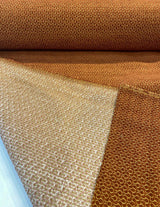 Whalehead Lacquer Rustic Barrow Chenille Upholstery Fabric - Rustic Orange With Gold Design, 56" Width (By The Yard)