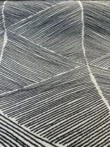 Talocan Geometric Latex Backed Polyester Fabric - Onyx Black And Off White Geometric, 57" Width (By The Yard)