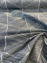 Talocan Geometric Latex Backed Polyester Fabric - Onyx Black And Off White Geometric, 57" Width (By The Yard)