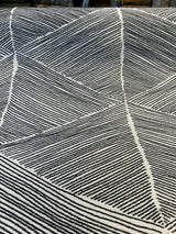 Talocan Geometric Latex Backed Polyester Fabric - Onyx Black And Off White Geometric, 57" Width (By The Yard)