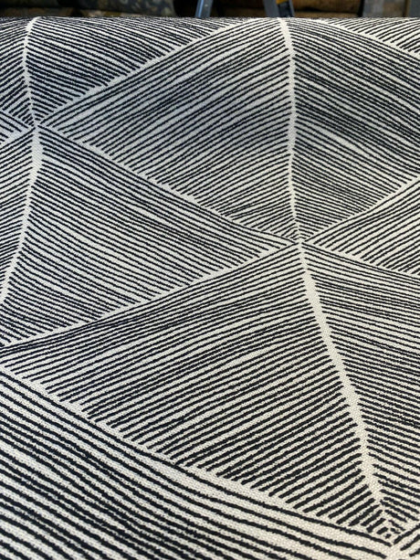 Talocan Geometric Latex Backed Polyester Fabric - Onyx Black And Off White Geometric, 57" Width (By The Yard)