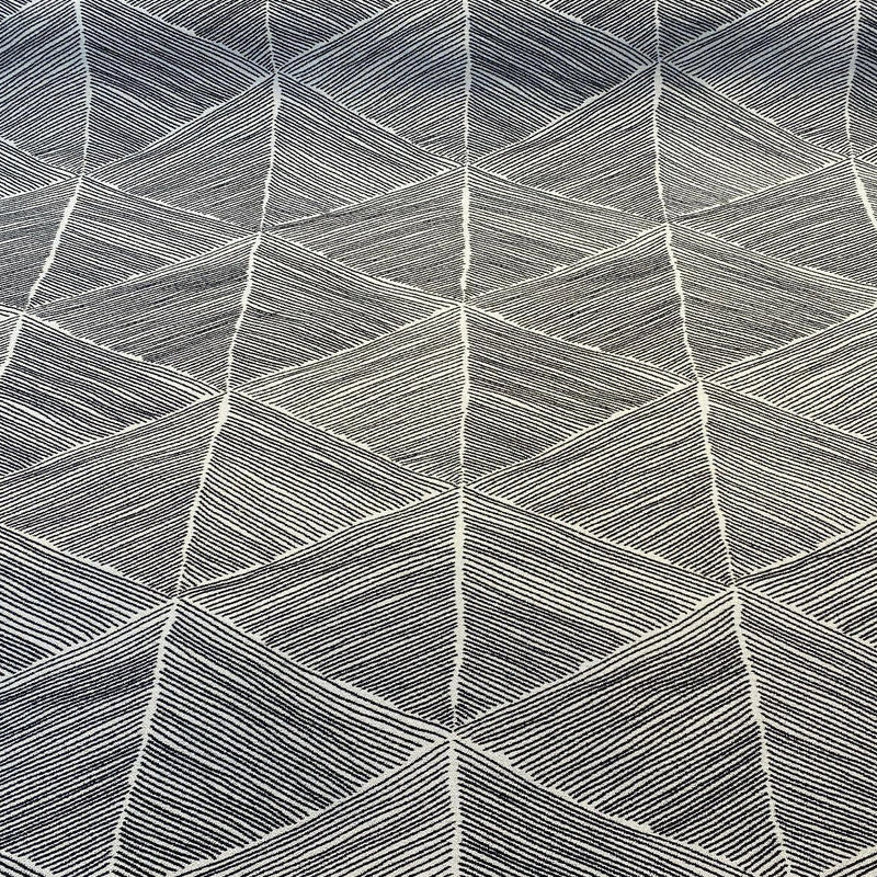 Talocan Geometric Latex Backed Polyester Fabric - Onyx Black And Off White Geometric, 57" Width (By The Yard)