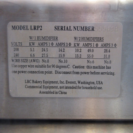 LBC LRP2-40 Roll In Bakery Proofer, Used Excellent Condition