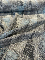 Old Town Blue Haze Chenille Upholstery Fabric - Light Blue, Teal, Gray, Silver, And Black Geometric, 55" Width (1 Yard)