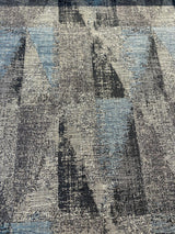 Old Town Blue Haze Chenille Upholstery Fabric - Light Blue, Teal, Gray, Silver, And Black Geometric, 55" Width (1 Yard)