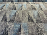 Old Town Blue Haze Chenille Upholstery Fabric - Light Blue, Teal, Gray, Silver, And Black Geometric, 55" Width (1 Yard)