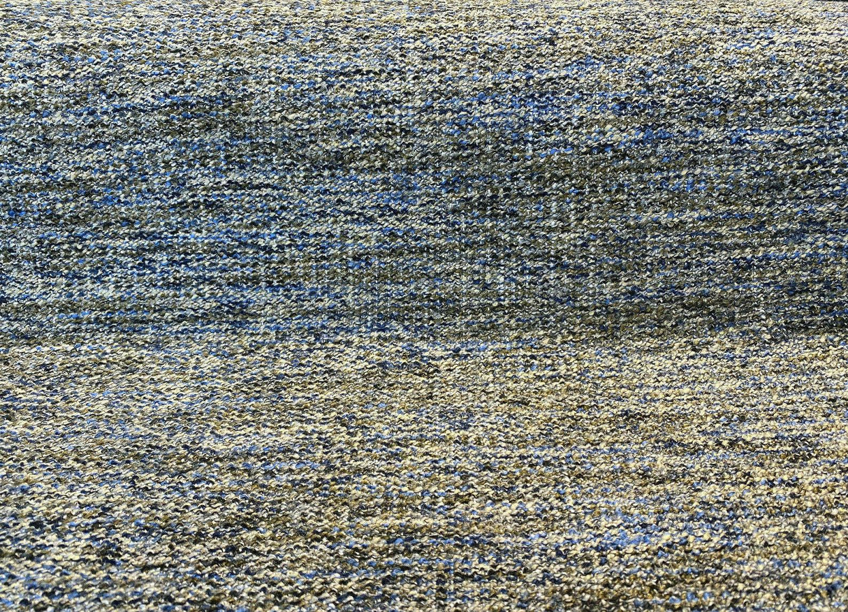 Chubby Cheeks Blue Capri Soft Tweed Chenille Polyester Fabric - Blue, Off-White, Brown Hints Of Black, 56" Width (1 Yard)
