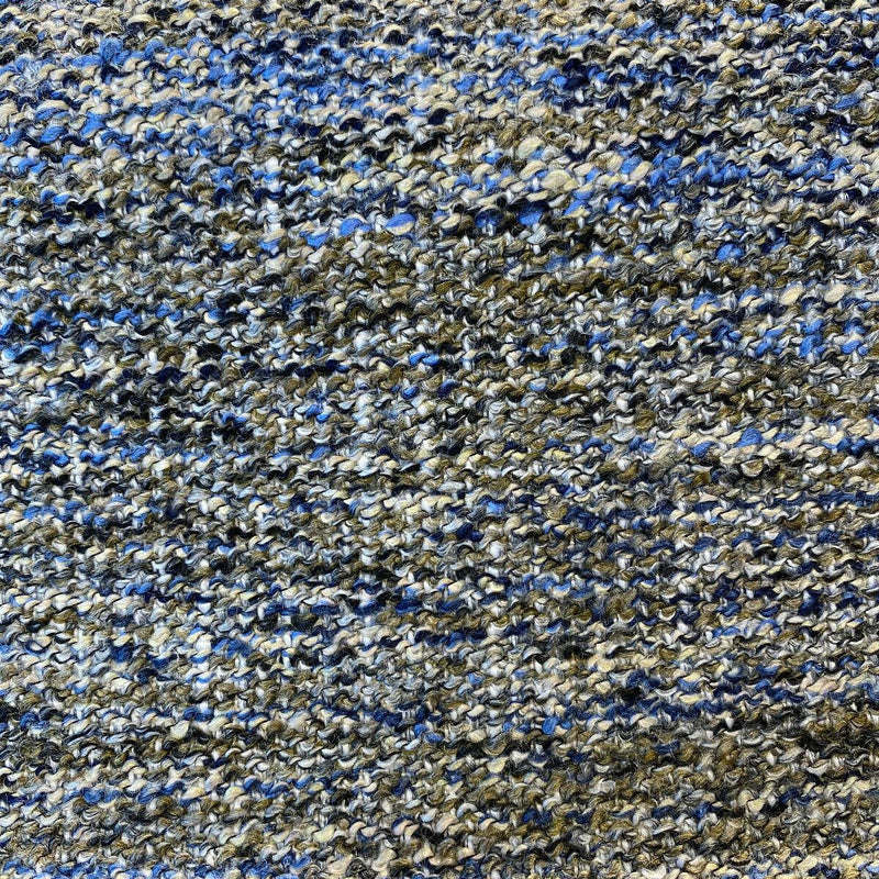 Chubby Cheeks Blue Capri Soft Tweed Chenille Polyester Fabric - Blue, Off-White, Brown Hints Of Black, 56" Width (1 Yard)