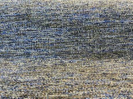 Chubby Cheeks Blue Capri Soft Tweed Chenille Polyester Fabric - Blue, Off-White, Brown Hints Of Black, 56" Width (1 Yard)