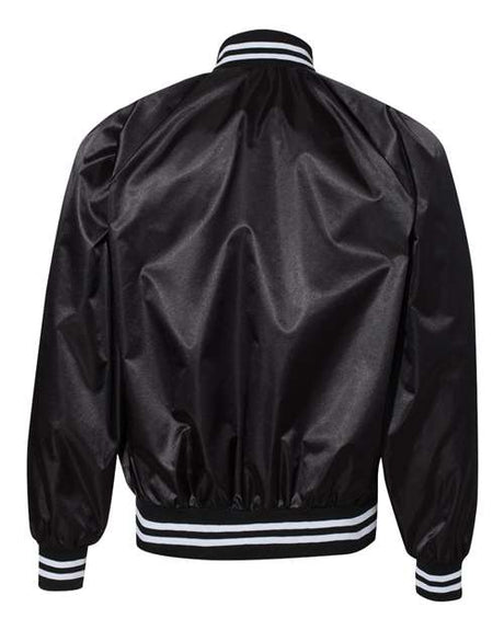 Satin Baseball Jacket Striped Trim