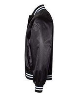 Satin Baseball Jacket Striped Trim