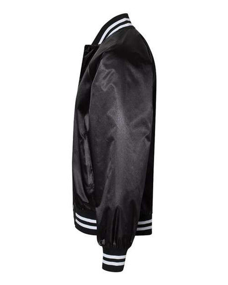 Chaqueta de béisbol de satén con ribete a rayas