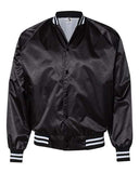Satin Baseball Jacket Striped Trim