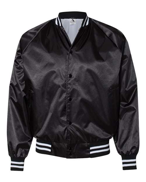 Unisex Satin Baseball Jacket with Striped Trim