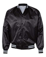Unisex Satin Baseball Jacket with Striped Trim