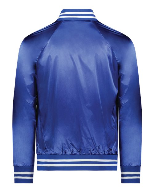 Unisex Satin Baseball Jacket with Striped Trim