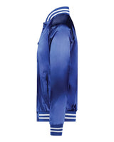 Unisex Satin Baseball Jacket with Striped Trim