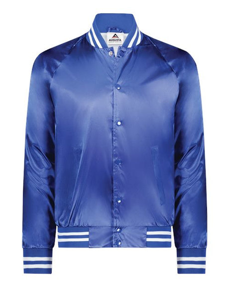 Unisex Satin Baseball Jacket with Striped Trim