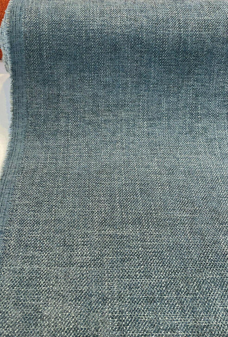 Eko Spruce Blue Green Italian Performance Chenille Fabric - Spruce Blue Green, 56" Width (1 Yard)