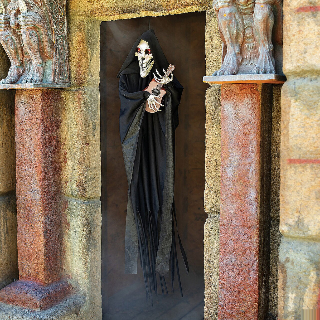 Hanging Animated Singing Reaper Guitar Halloween Decoration 13.75 x 47.25 Inch