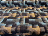 Cusino Nightfall Chenille Upholstery Fabric - Black With Hints Of Blue And Orange, 56" Width, Geometric Pattern (1 Yard)