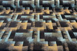 Cusino Nightfall Chenille Upholstery Fabric - Black With Hints Of Blue And Orange, 56" Width, Geometric Pattern (1 Yard)