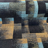 Cusino Nightfall Chenille Upholstery Fabric - Black With Hints Of Blue And Orange, 56" Width, Geometric Pattern (1 Yard)