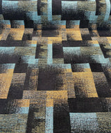 Cusino Nightfall Chenille Upholstery Fabric - Black With Hints Of Blue And Orange, 56" Width, Geometric Pattern (1 Yard)
