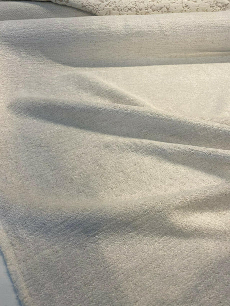 Yeti Ecru White Italian Premium Soft Chenille Upholstery Fabric - Ecru White, 56" Width (1 Yard)