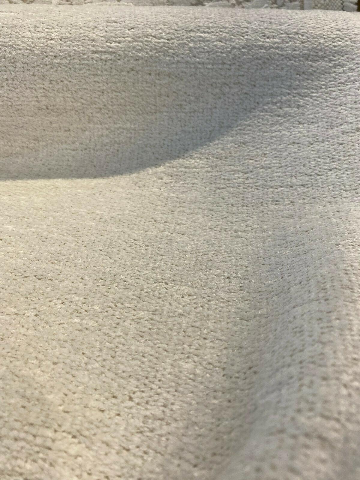 Yeti Ecru White Italian Premium Soft Chenille Upholstery Fabric - Ecru White, 56" Width (1 Yard)
