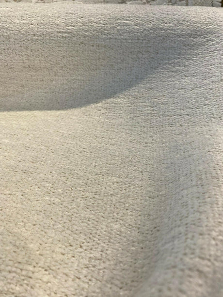 Yeti Ecru White Italian Premium Soft Chenille Upholstery Fabric - Ecru White, 56" Width (1 Yard)