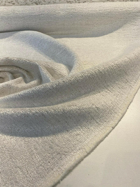 Yeti Ecru White Italian Premium Soft Chenille Upholstery Fabric - Ecru White, 56" Width (1 Yard)