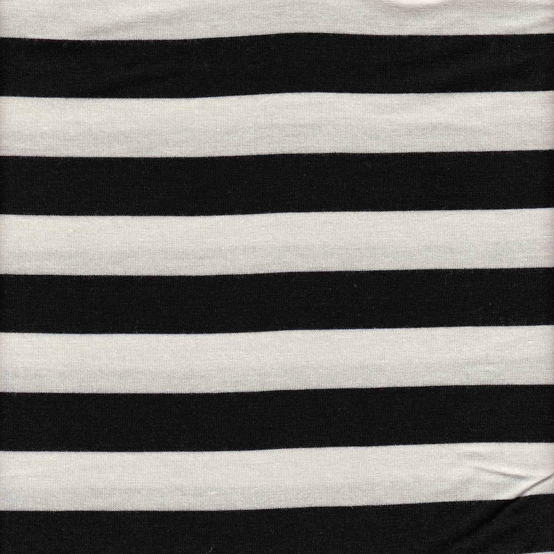 Rayon Span Stripe YD Fabric 1 Yard Black & Ivory Soft Stretch Lightweight 58/60" Wide