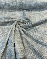 Thrill Seeker Embroidered Drapery Fabric - Stone Gray, Gray Charcoal White Off White, 54" Width (1 Yard)