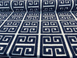 Sure Shot Embroidered Drapery Upholstery Fabric - Ink Blue, White Base, 54" Width (1 Yard)