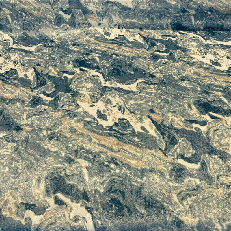 Marble Gate Blue Velvet Upholstery Fabric - Blue Marble Pattern, 54" Width (By The Yard)