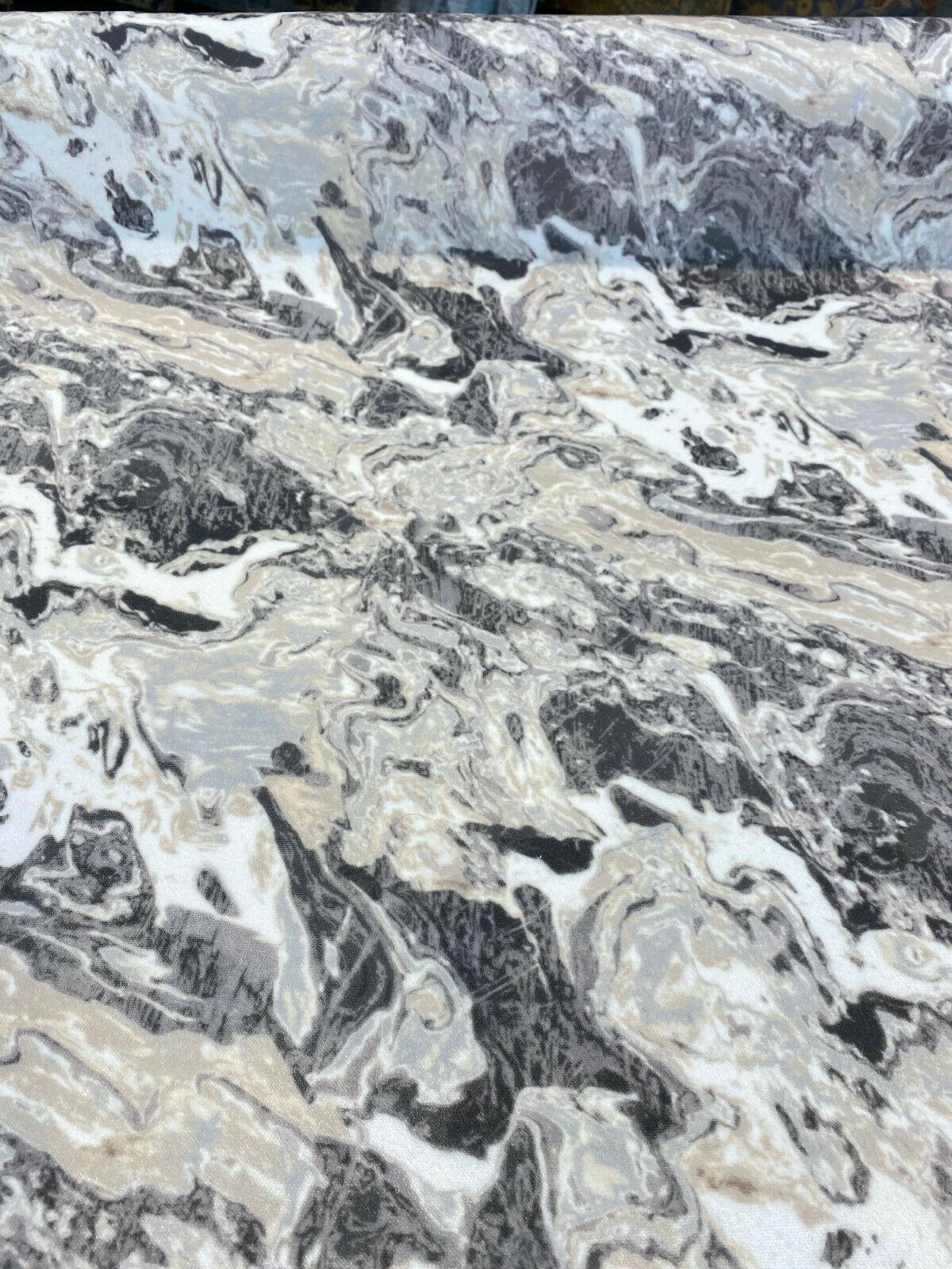 Marble Gate Velvet Fabric - Mineral Silver Marble Design, 54" Width (1 Yard)