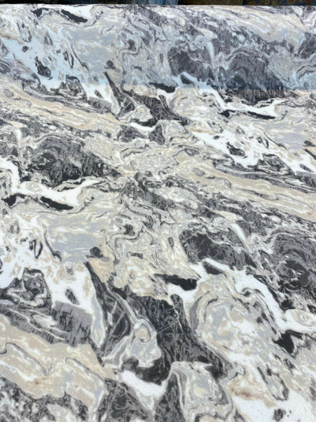 Marble Gate Velvet Fabric - Mineral Silver Marble Design, 54" Width (1 Yard)