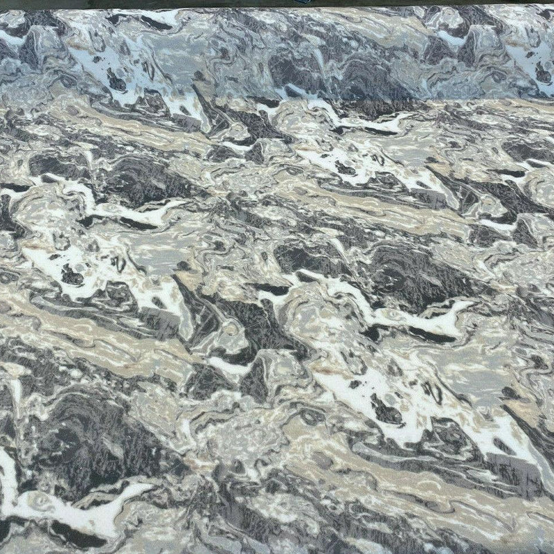 Marble Gate Velvet Fabric - Mineral Silver Marble Design, 54" Width (1 Yard)