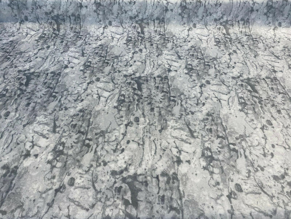 Nature Cloud Spotting Velvet Upholstery Fabric - White Gray Marble Design, 54" Width (By The Yard)