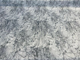 Nature Cloud Spotting Velvet Upholstery Fabric - White Gray Marble Design, 54" Width (By The Yard)