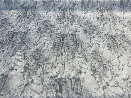 Nature Cloud Spotting Velvet Upholstery Fabric - White Gray Marble Design, 54" Width (By The Yard)