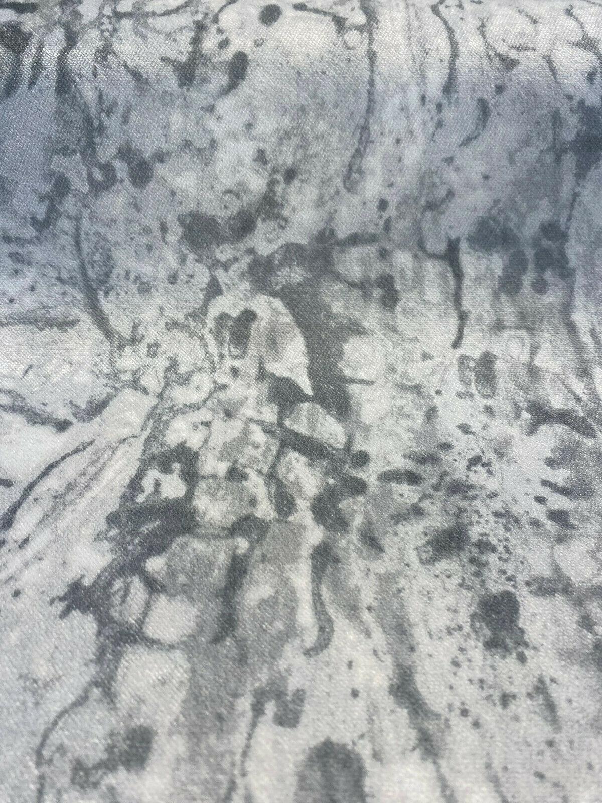 Nature Cloud Spotting Velvet Upholstery Fabric - White Gray Marble Design, 54" Width (By The Yard)