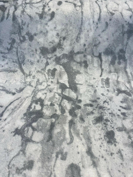 Nature Cloud Spotting Velvet Upholstery Fabric - White Gray Marble Design, 54" Width (By The Yard)