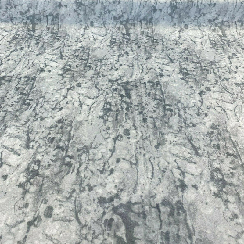 Nature Cloud Spotting Velvet Upholstery Fabric - White Gray Marble Design, 54" Width (By The Yard)